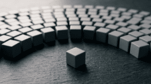 ai crypto price prediction - fanned arc of grey cubes showing a spread of possible outcomes