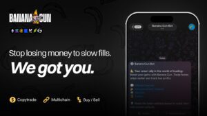 Banana Gun Telegram trading bot promo: stop losing money to slow fills, copytrade, multichain, buy and sell