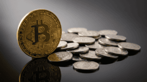 current bitcoin dominance - gold Bitcoin coin beside a pile of smaller silver coins