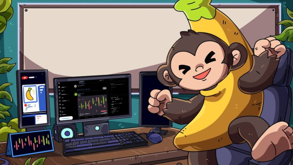 Banana Gun trader celebrating a meme coin take-profit at 4x